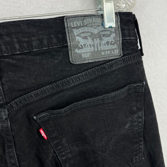 LEVIS 559 Jeans Mens 34x32 Relaxed Straight Denim 5 Pocket Stretch Cotton Black - Picture 7 of 16